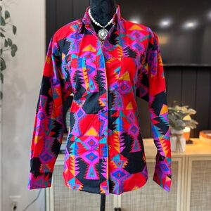 Vintage 90s Aztec Frontier Series western button down long sleeve